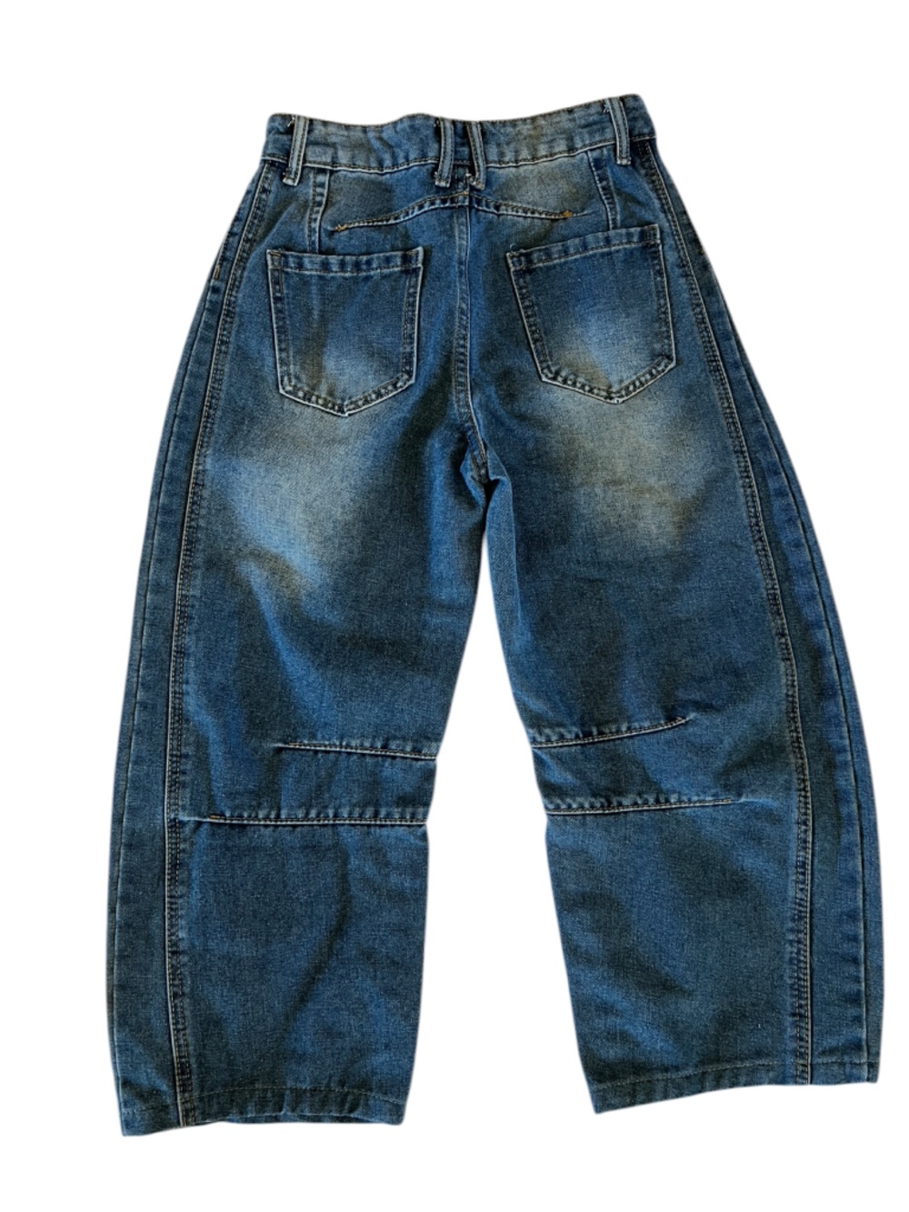 Y2K Barrel Leg Cropped Jeans High Rise Panel Seam Wide Denim - Picture 3 of 4